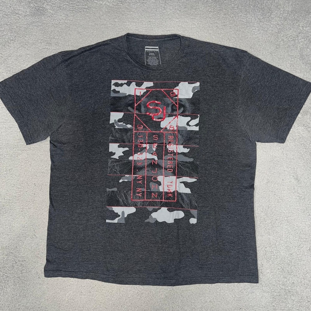 VTG Sean John T Shirt Men 2XL XXL Charcoal Gray Camo Abstract Streetwear Tee Y2K